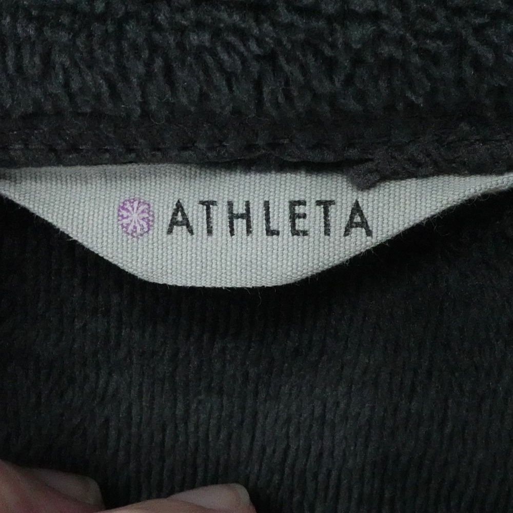 Athleta Hoodie Womens Small Charcoal Gray Funnel Neck Kangaroo Pocket - Picture 3 of 16